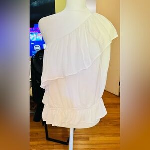 White Ruffled Women's Top